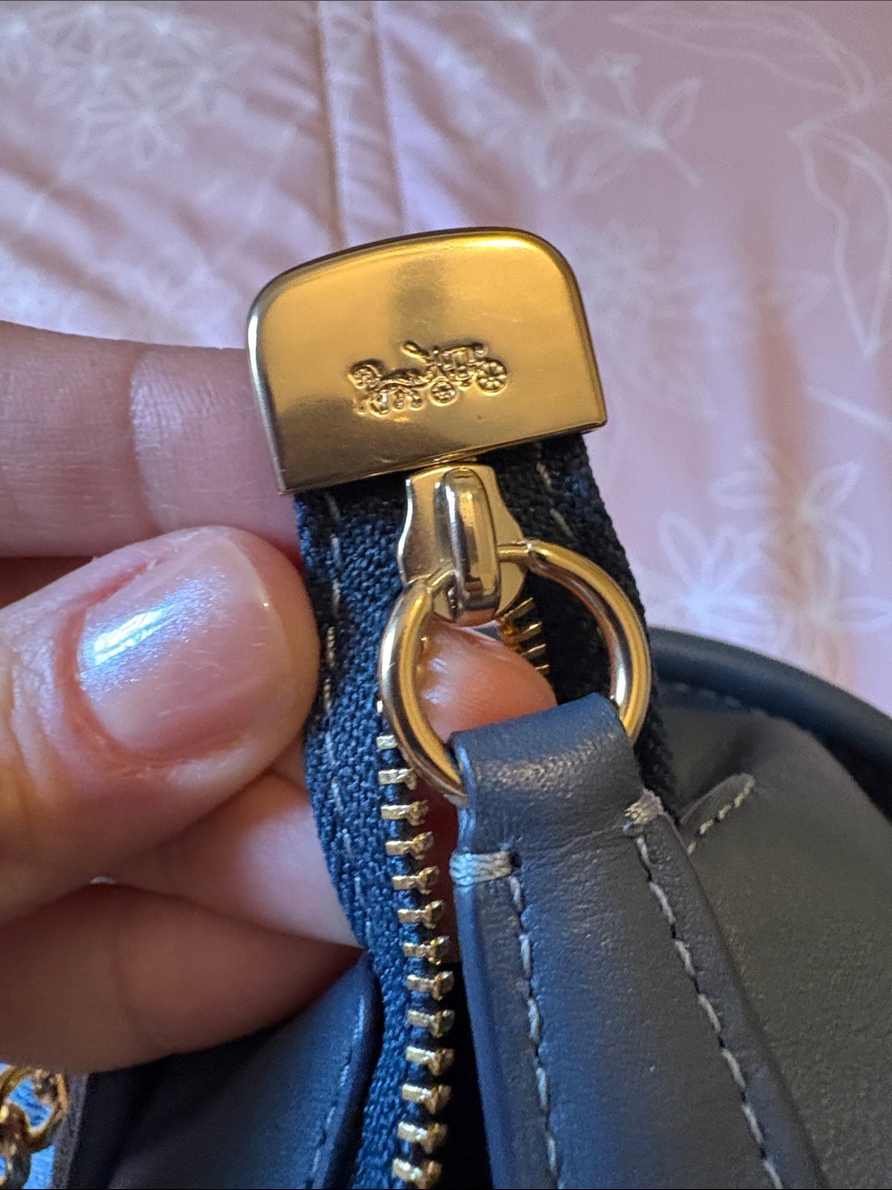 Coach Evelyn Shoulder Bag - Light Blue Denim with Gold Hardware - Picture 8 of 10